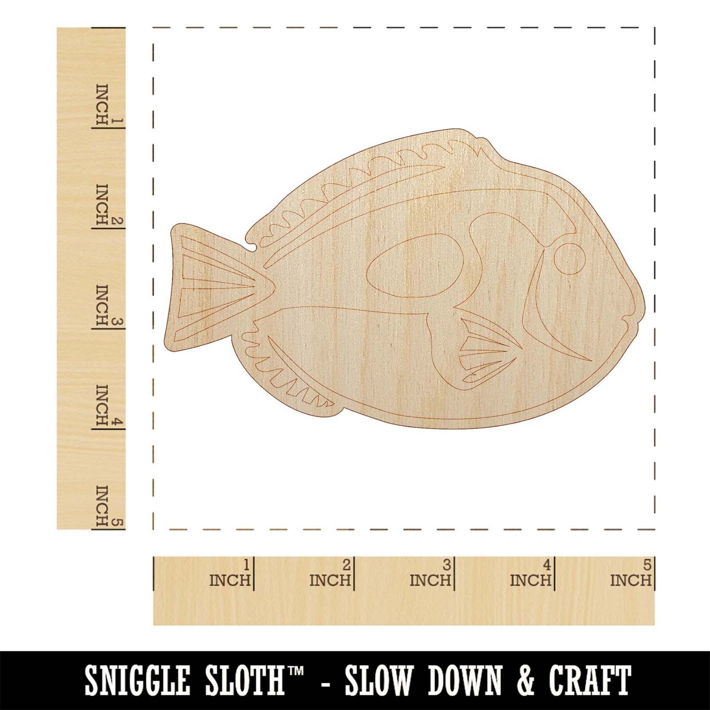 Regal Blue Tang Surgeonfish Fish Unfinished Wood Shape Piece Cutout for DIY Craft Projects