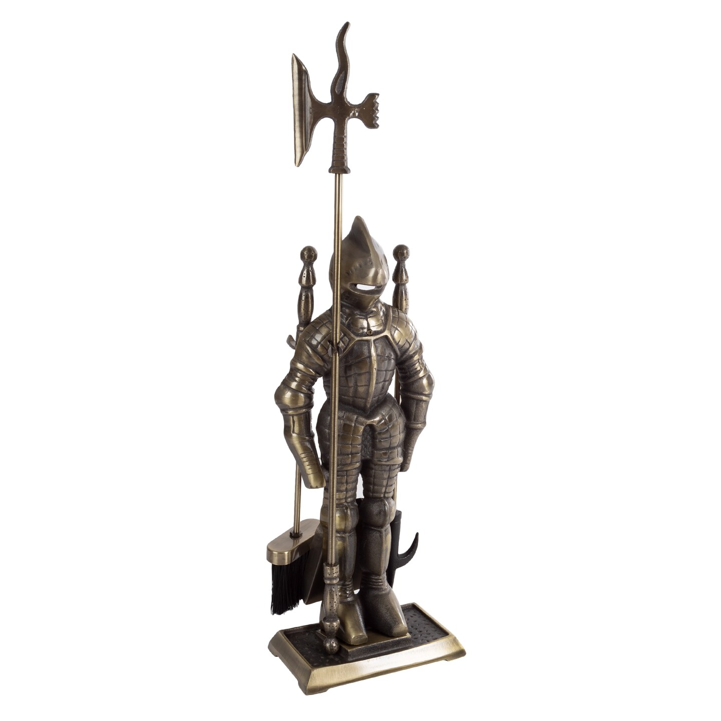 Lavish Home Fireplace Tool Set- Medieval Knight Cast Iron Statue Holds Heavy Duty Essential Tools