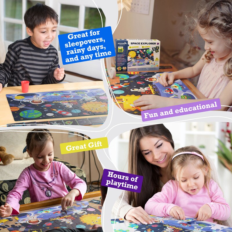 Puzzles for Kids Ages 3-5 | Make Large Puzzle + Decorate with Cool Stickers + Spot with Flash Cards | Educational Learning Toys for 3 4 5 6 Year olds&#x2026;
