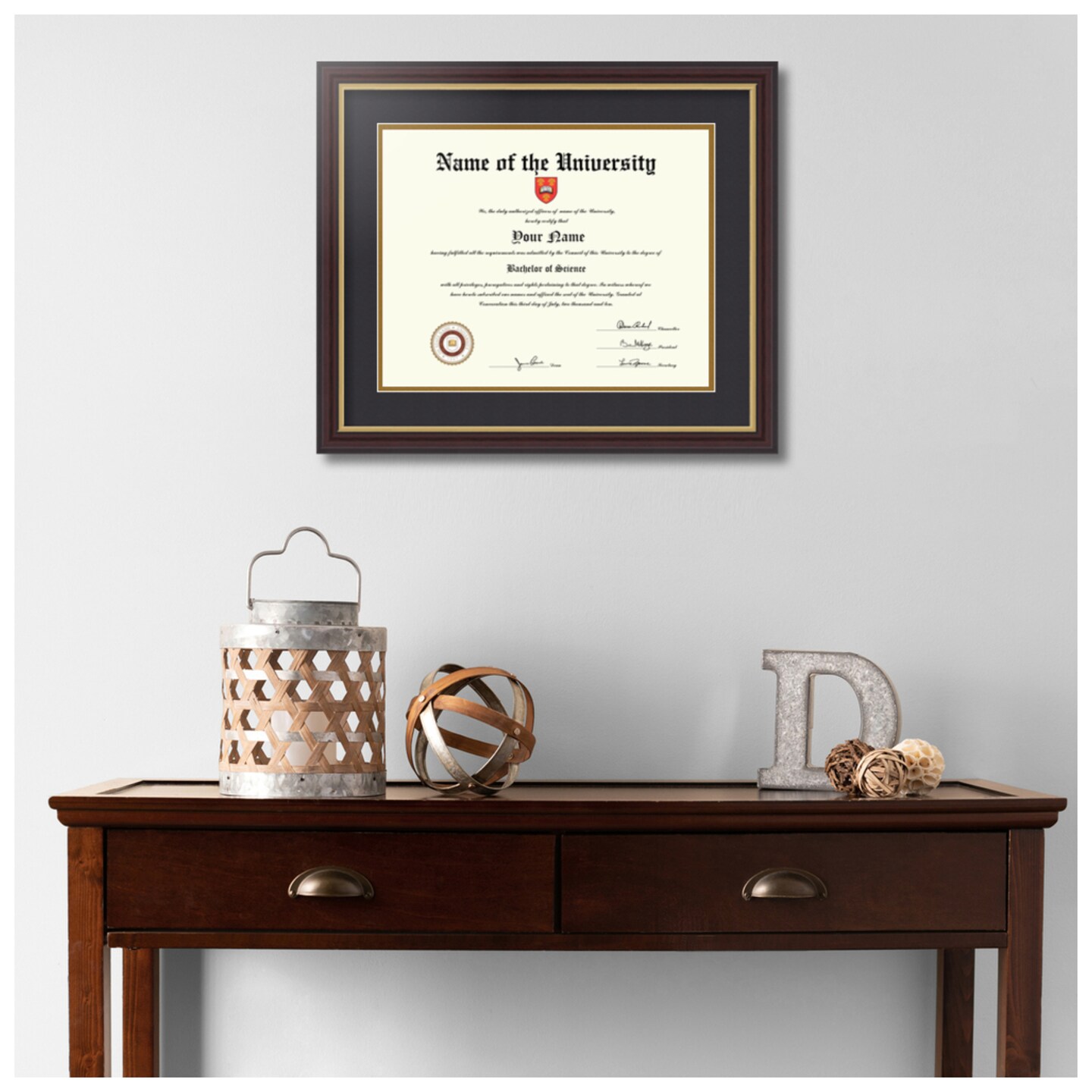 ArtToFrames 11x14 inch Diploma Frame - Framed with Black and Gold Mats, Comes with Regular Glass and Sawtooth Hanger for Wall Hanging (D-11x14)