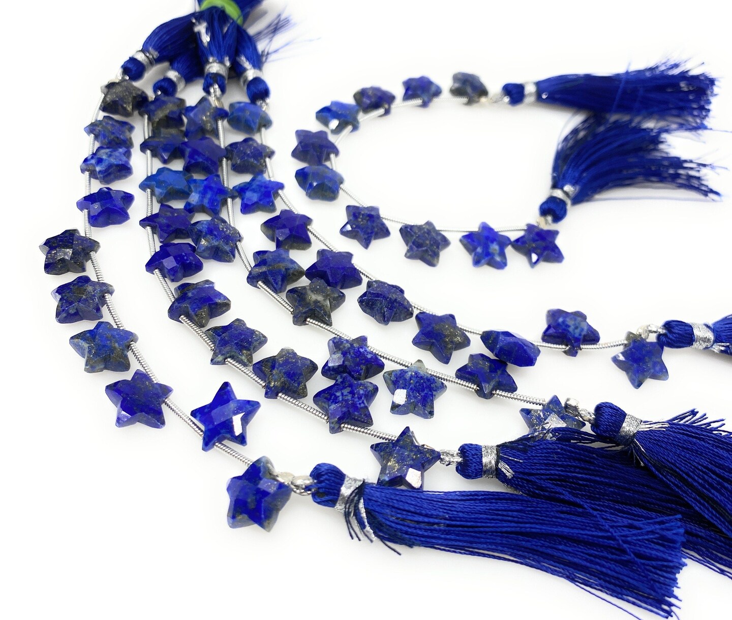 Natural Lapis Lazuli Gemstone, Hand Carved Star Beads, Blue - 5&#x9D; Strand/ 10 Beads, 10.5mm
