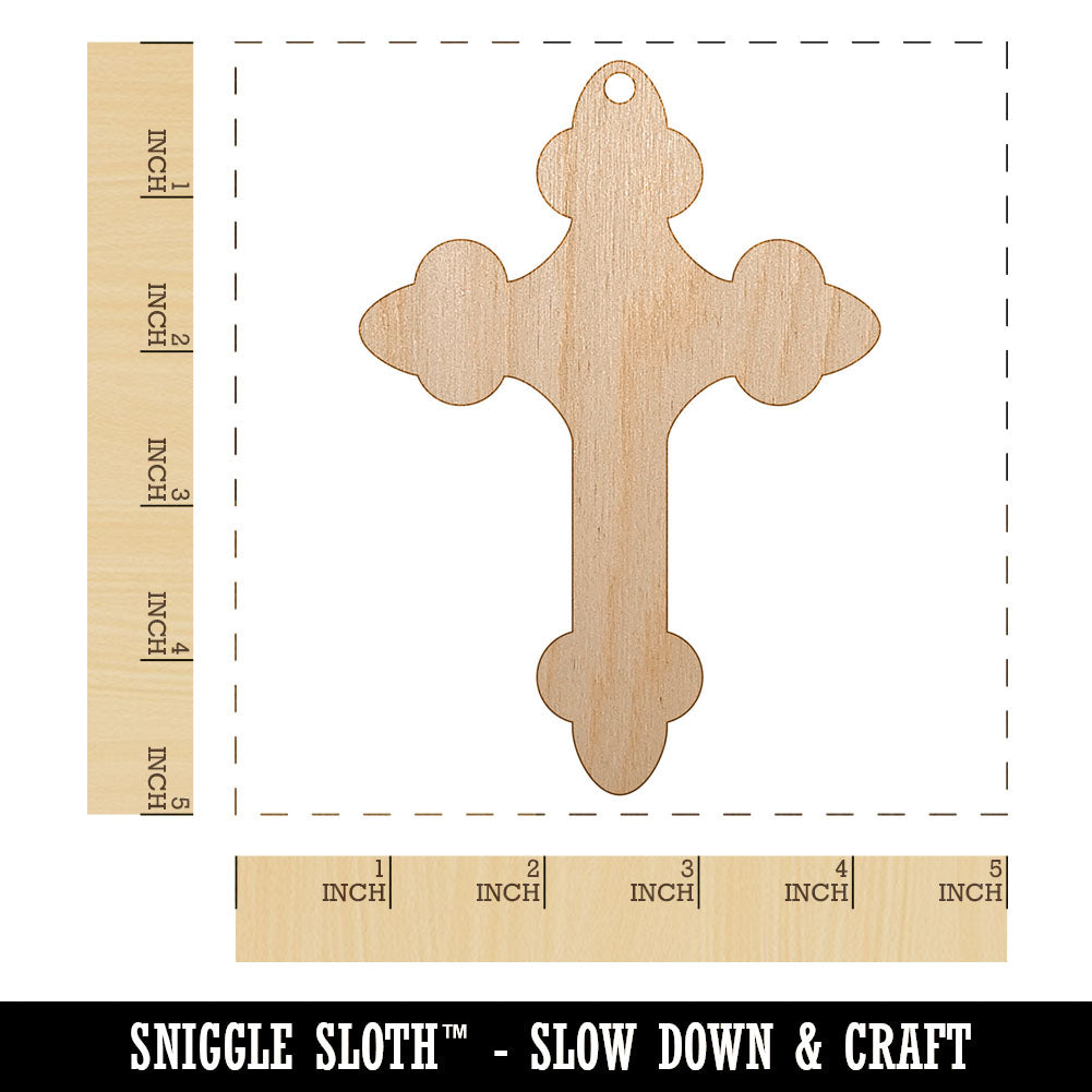 Cross Doodle Christian Unfinished Craft Wood Holiday Christmas Tree DIY Pre-Drilled Ornament
