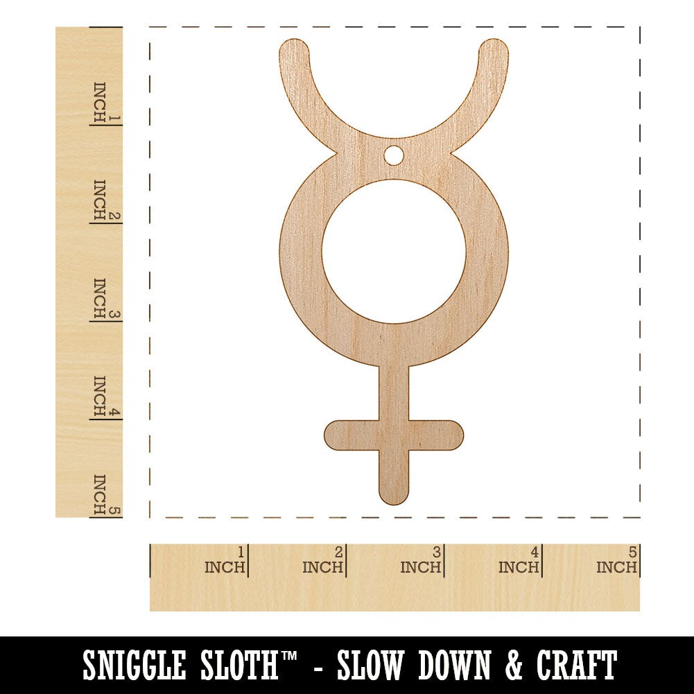 Mercury Unisex Gender Symbol Unfinished Craft Wood Holiday Christmas Tree DIY Pre-Drilled Ornament