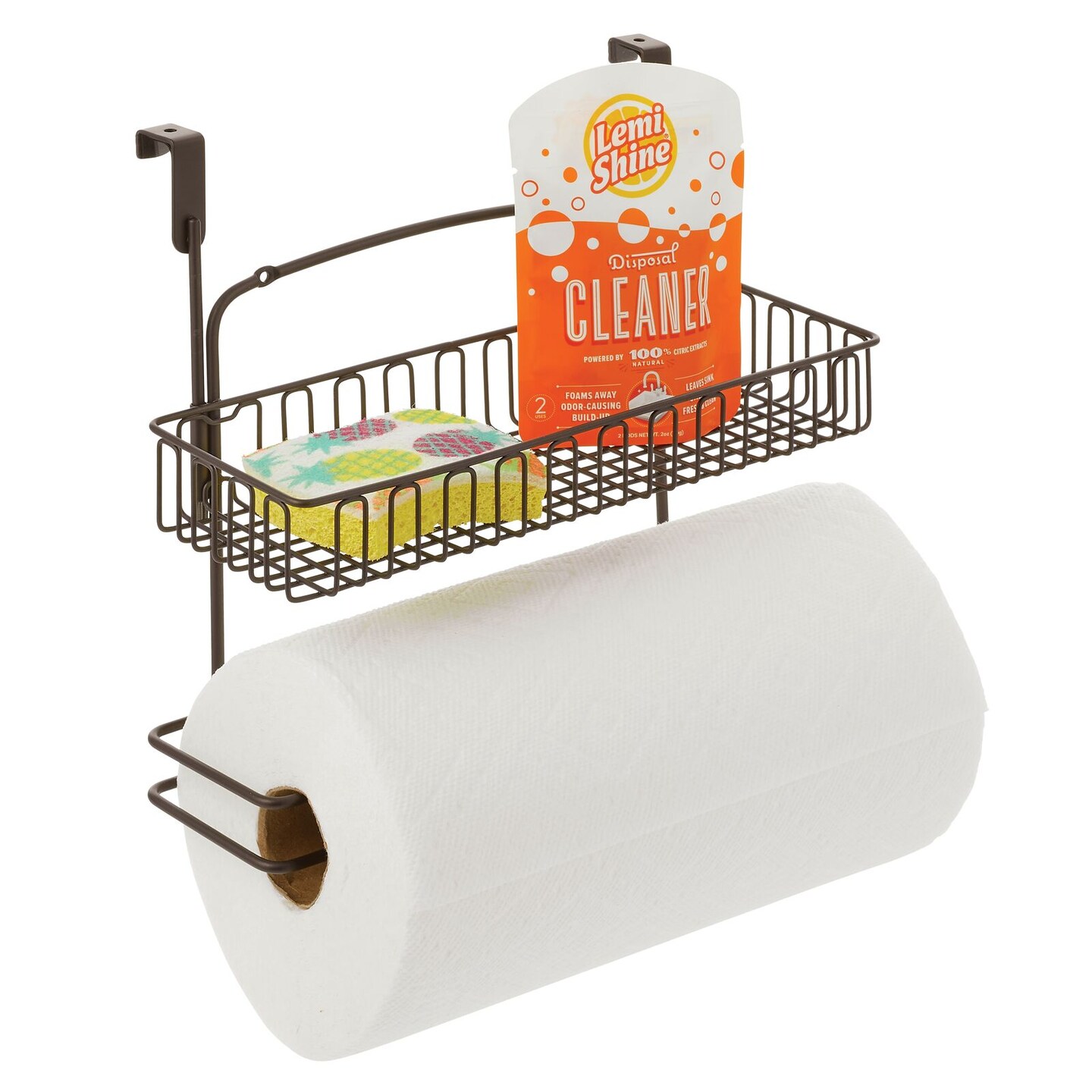 mDesign Over Cabinet Paper Towel Holder with Multi-Purpose Shelf