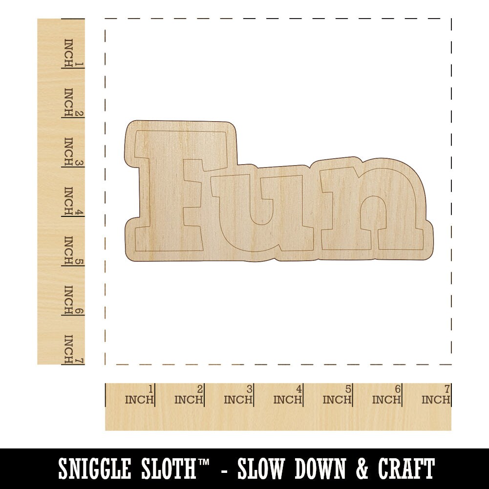 Fun Text Unfinished Wood Shape Piece Cutout for DIY Craft Projects