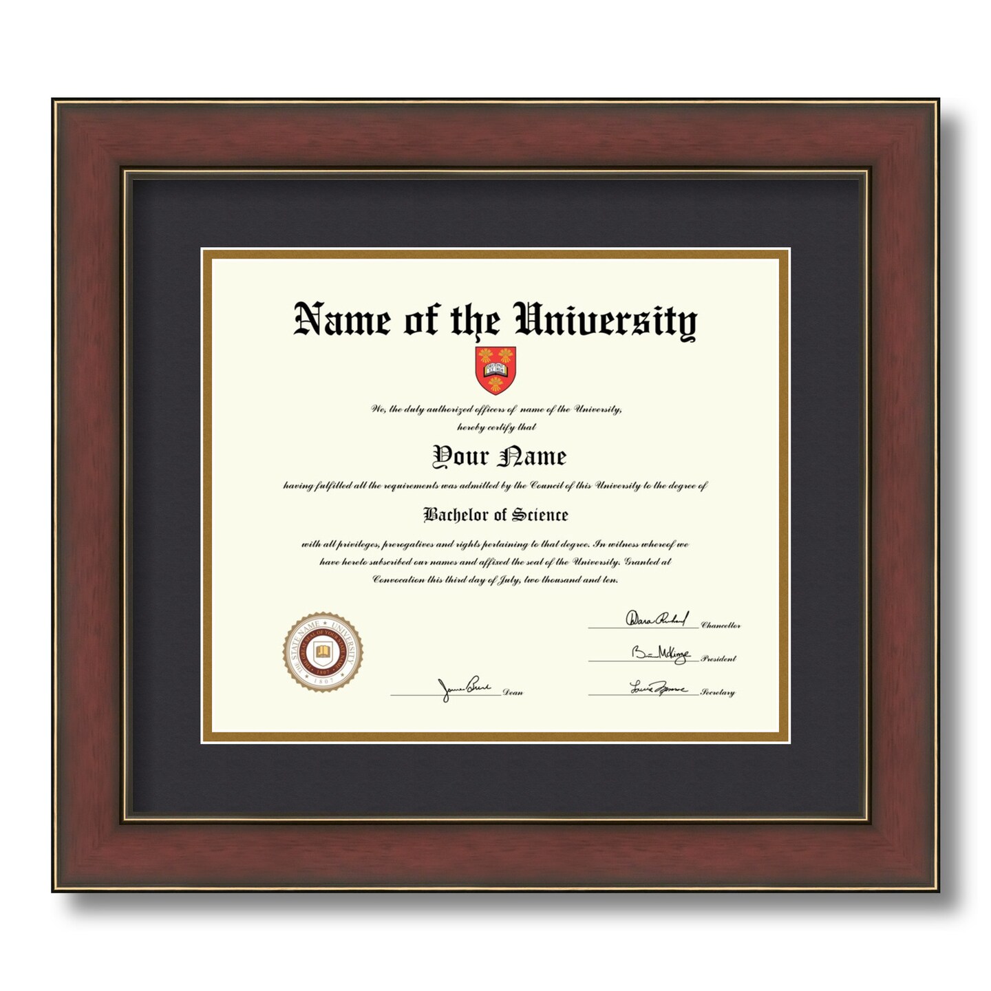 ArtToFrames 10x12 inch Diploma Frame - Framed with Black and Gold Mats, Comes with Regular Glass and Sawtooth Hanger for Wall Hanging (D-10x12)