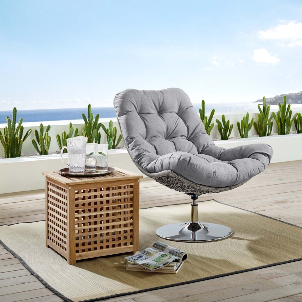 Modway Brighton Wicker Rattan Outdoor Patio Swivel Lounge Chair-EEI-3616