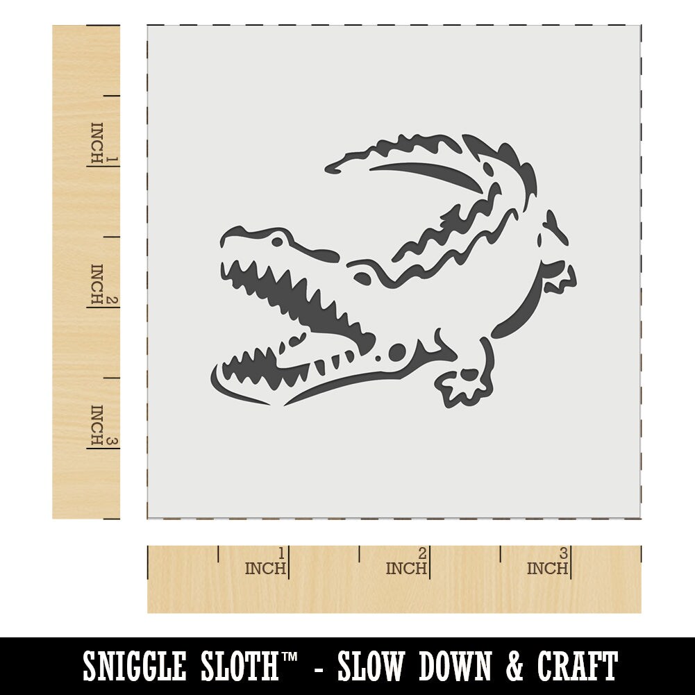 Alligator Crocodile Basking With Jaws Open Wall Cookie DIY Craft Reusable Stencil