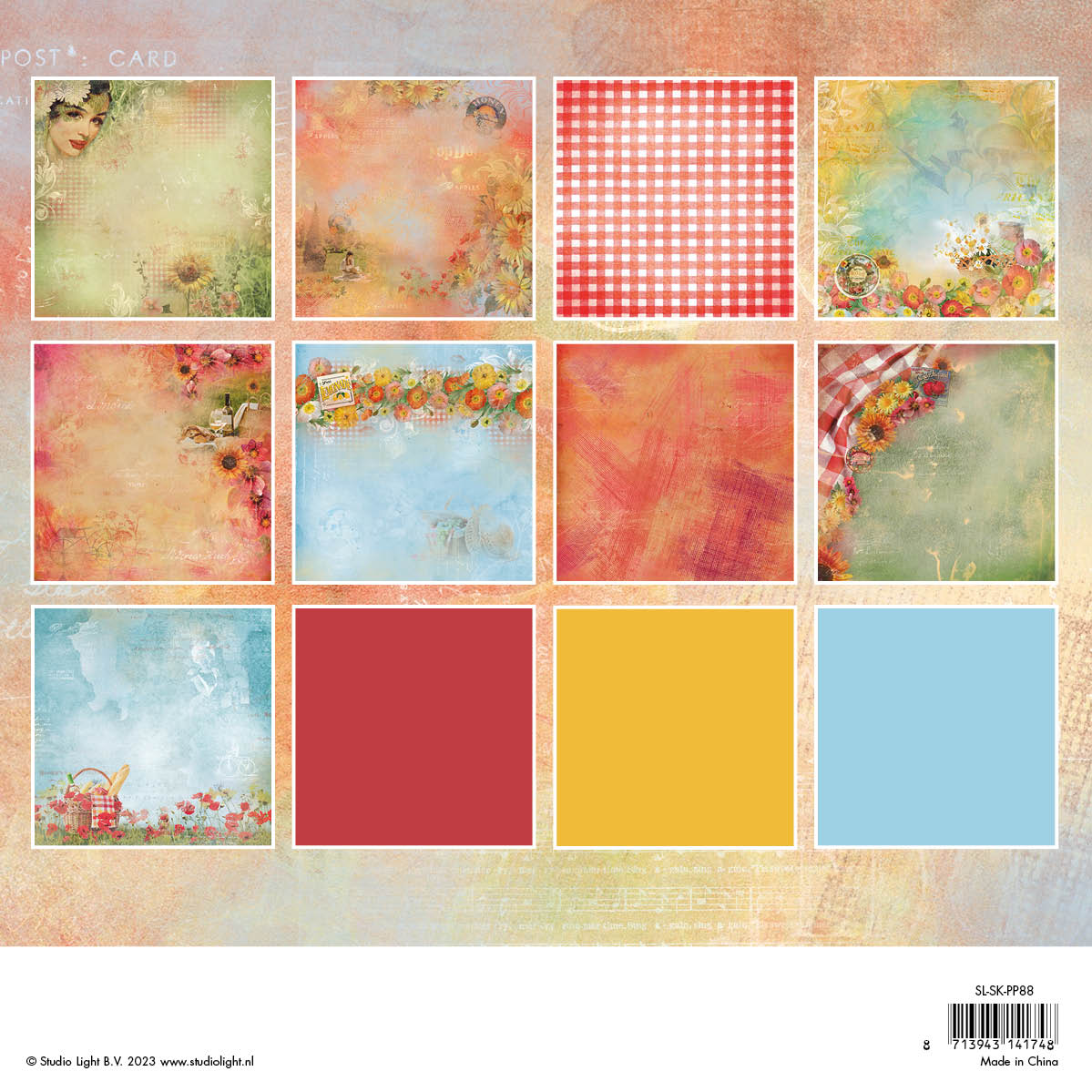Studio Light SL Paper Pad Background Paper Sunflower Kisses 203x203x9mm 36 SH nr.88