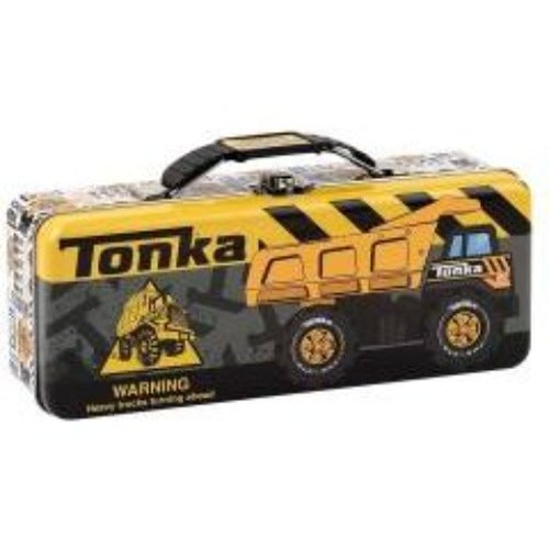 Tonka Tin Pencil Box With Handle Kids Organizer Fun Truck Design Durable Storage