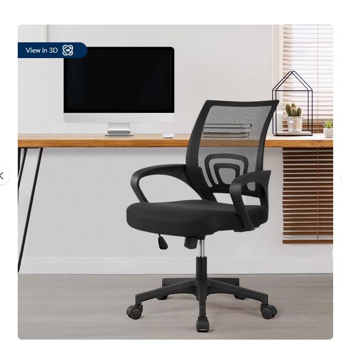 Black Mesh Swivel Office Chair with Armrests and Mid Back Adjustment