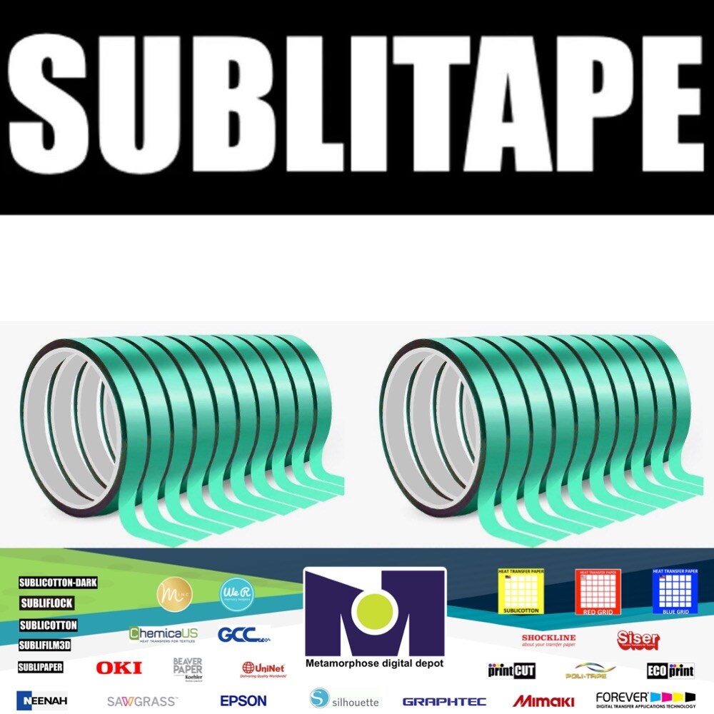 20 rolls Heat resistant Tapes sublimation Press Transfer Thermal GREEN 10mm*30m SUBLITAPE