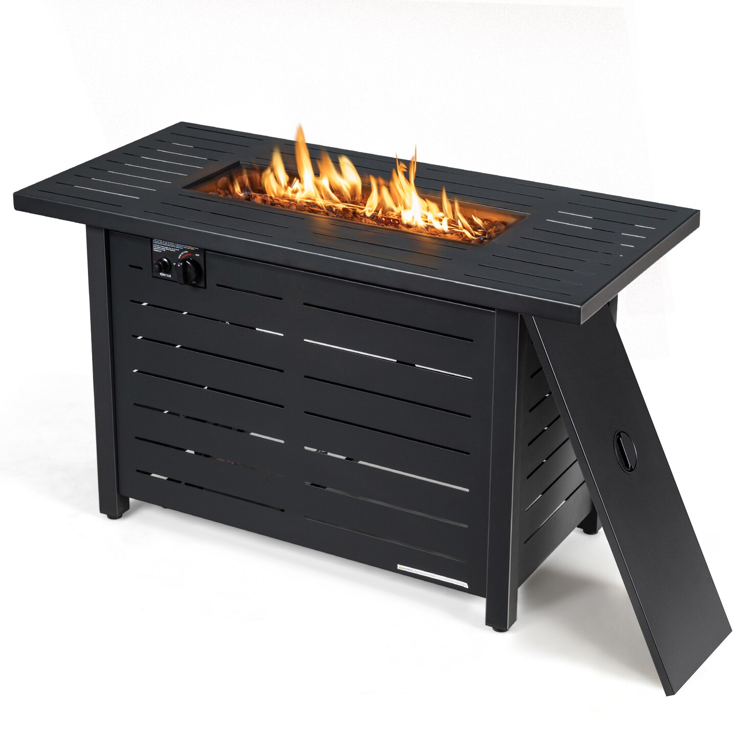 Black 42" Rectangular Propane Fire Pit Table 60000 BTU Outdoor Fire Table