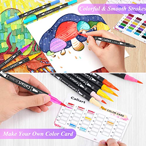 34 Double Tip Brush Pens Art Markers, Artist Fine & Brush Pen Coloring Markers for Kids Adult Book Halloween Journaling Note Taking Lettering Calligraphy Drawing Art Craft Supplies Kit