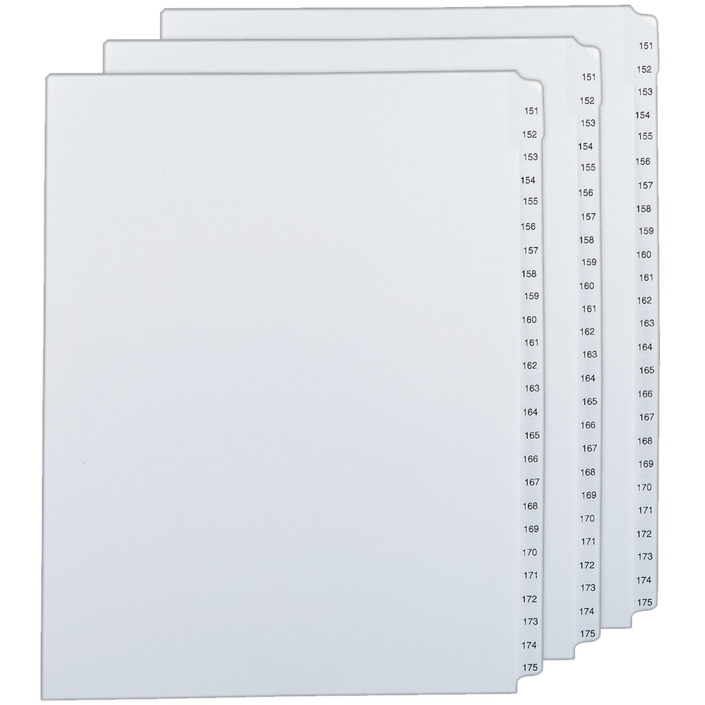 Avery Legal Exhibit Unpunched Dividers for Use with Any Binding System, Collated 151-175, 25 Side Tab Dividers Per Set, Helvetica Type, 3 Sets (21901)