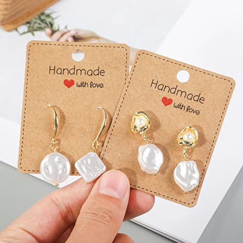 Femtindo 150 Pack Earring Cards for Jewelry Packaging DIY Earrings Holder Display Card with Bag for Studs Selling (Brown(Earring Card) 5x6.5cm) Brown