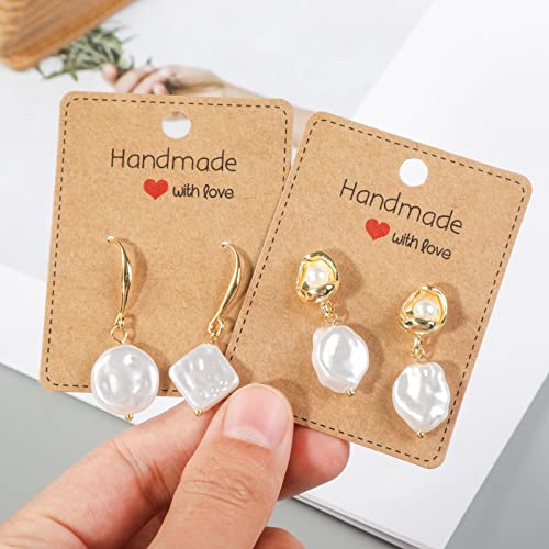 150 Pack Earring Cards for Jewelry Packaging DIY Earrings Holder Display Card with Bag for Studs Selling (Brown(Earring Card), 5x6.5cm)