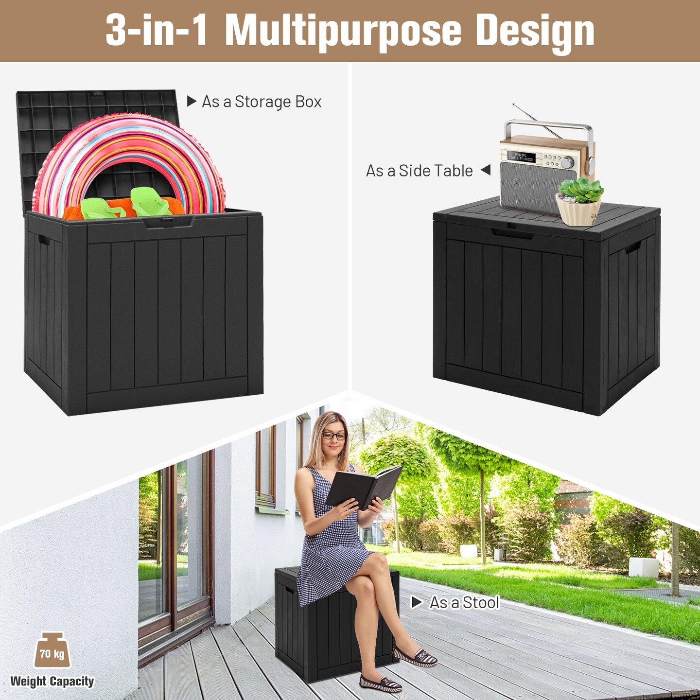 30 Gallon Deck Box Storage Container Seating Tools