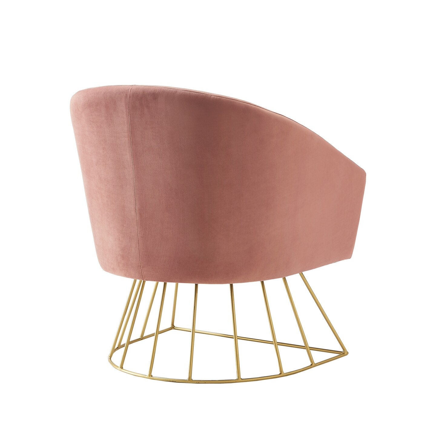 Esmeralda Velvet Modern Contemporary Barrel Accent Chair with Metal Base