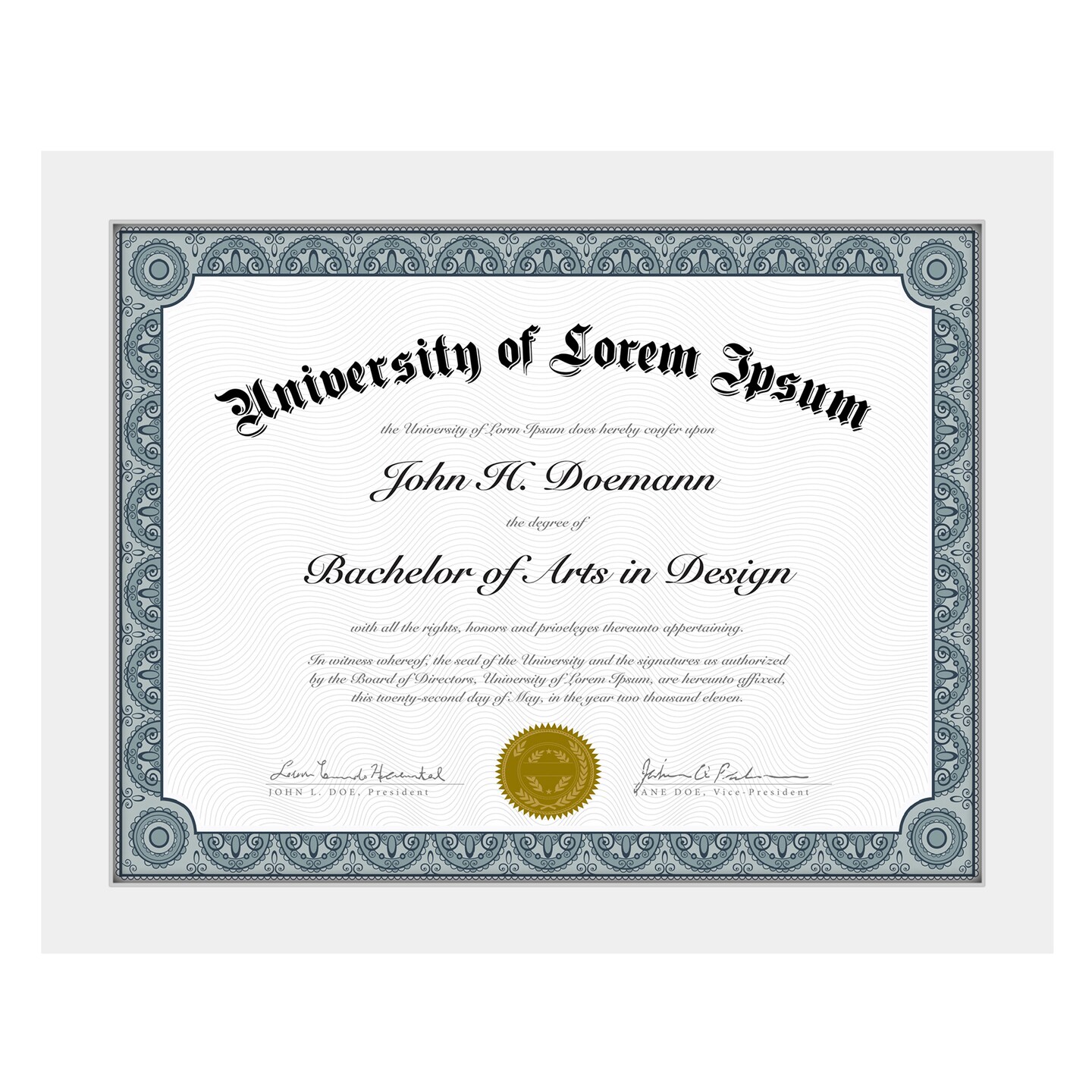 Diploma Frame 8.5x11” with Table Stand - Wood and Glass