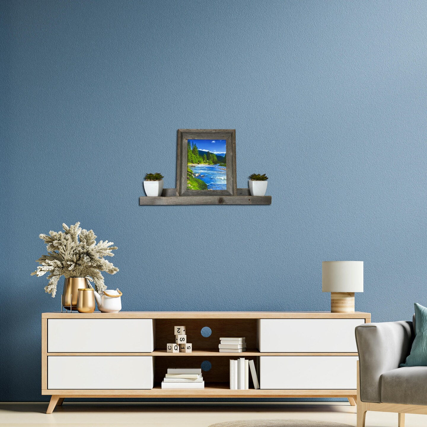 Rustic Farmhouse Long Floating Reclaimed Wood Shelf with Narrow Ledge for Decor Display &#x26; Storage