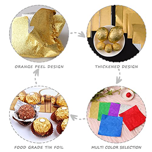 600 Pieces Foil Candy Wrappers, 4x4 inches Foil Candy Wrappers Aluminium Foil Paper, DIY Package Candy Paper Chocolate Packaging Wrapping Papers Square for Candy Packaging