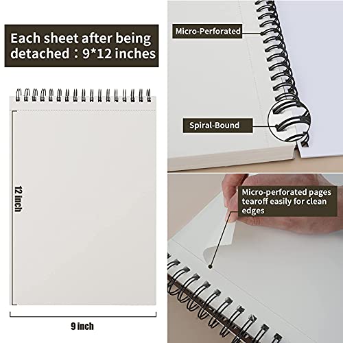 9 x 12 Sketch Book, Top Spiral Bound Sketch Pad, 2 Packs 100-Sheets Each  (68lb/100gsm), Acid Free Art Sketchbook Artistic Drawing Painting Writing  Paper for Kids Adults Beginners Artists