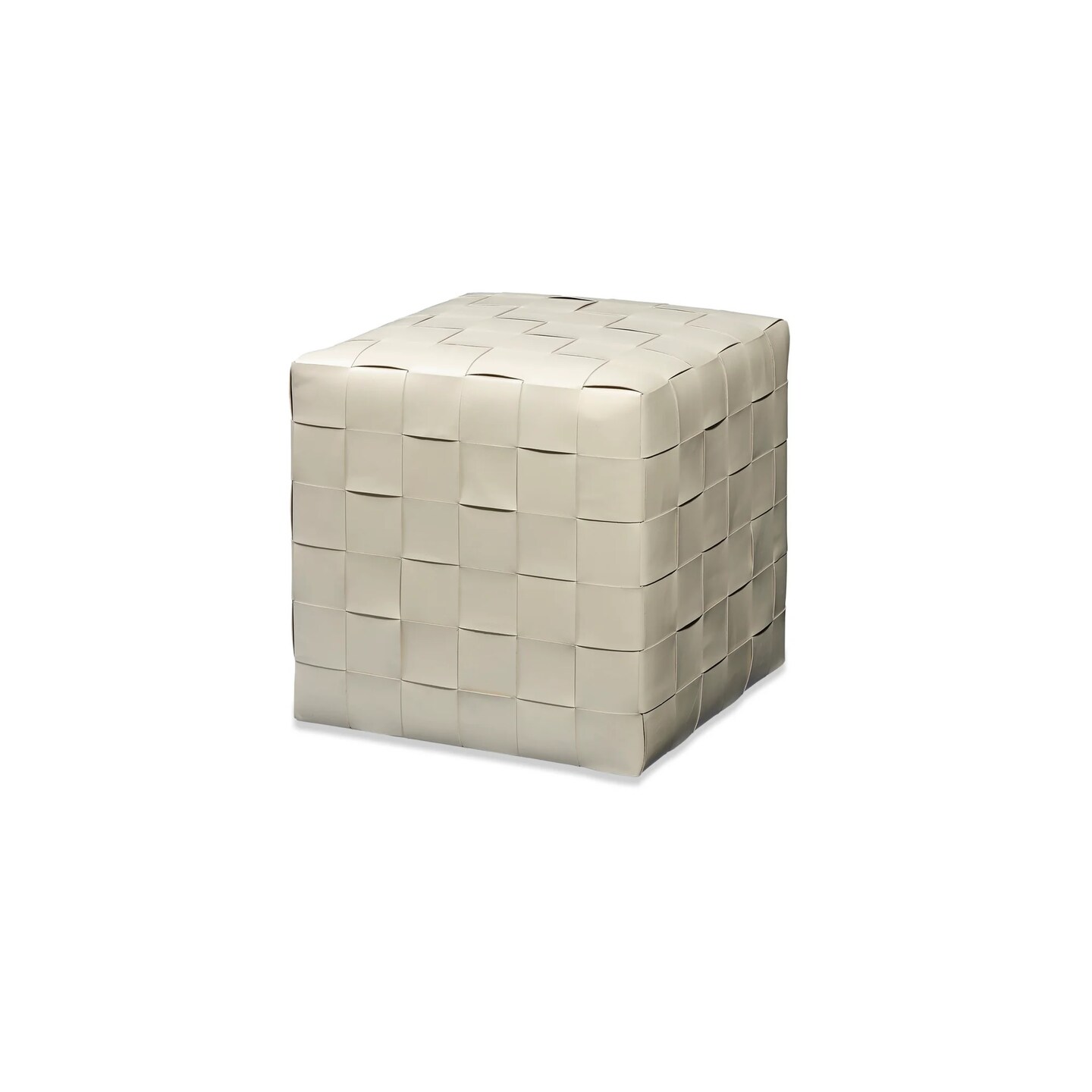 Jamie Young Company Woven Leather Square Ottoman - 18&#x22; - White
