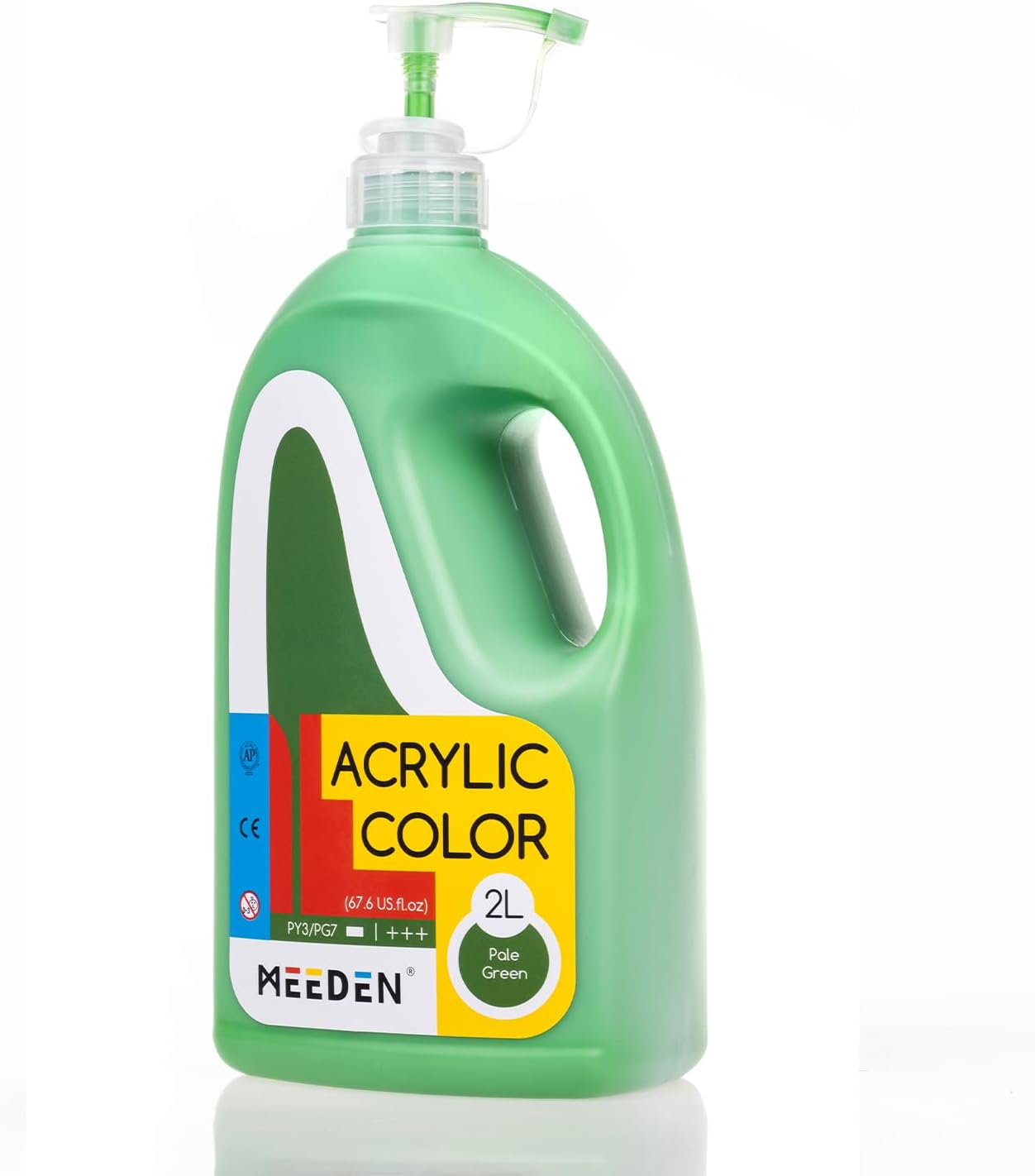 MEEDEN Green Acrylic Paint with Pump Lid, 1/2 Gallon (2L /67.6 oz.) Heavy-Body Non-Toxic Rich Pigment Color, Perfect for Art Class, Wall Painting, Painting Party &#x26; Creative DIY