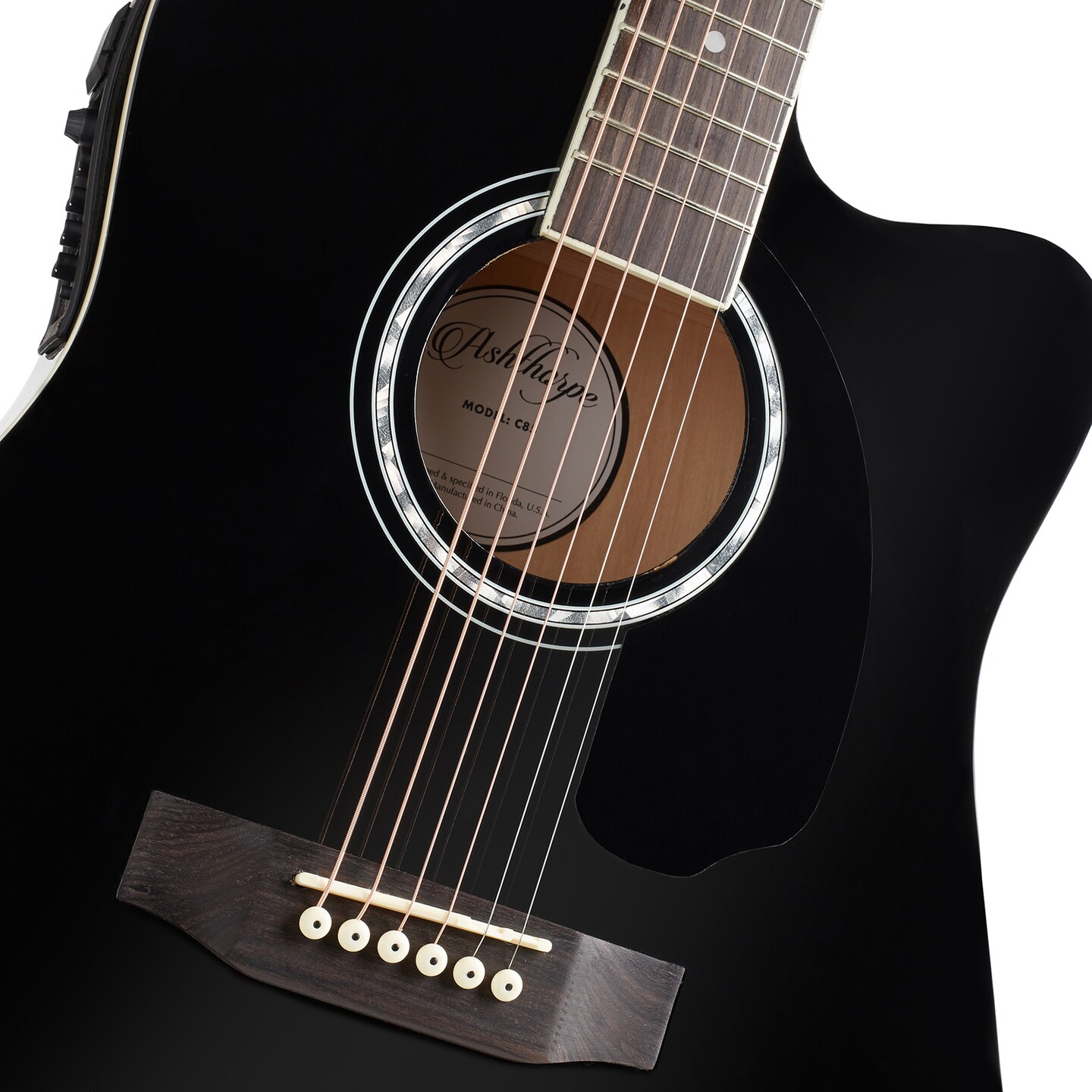 Ashthorpe Full-Size Dreadnought Cutaway Acoustic-Electric Guitar Bundle - Premium Tonewoods