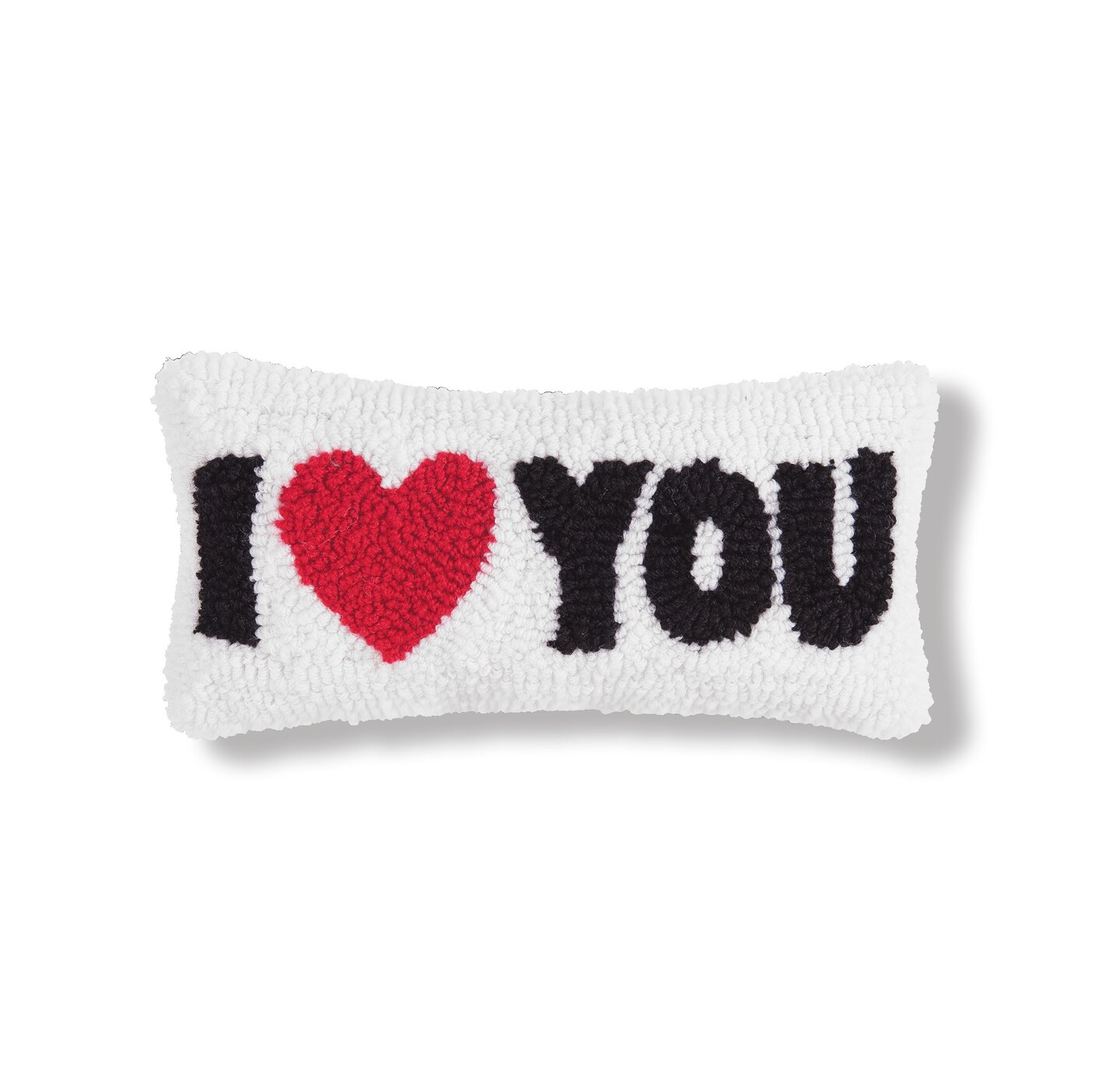 "I Heart You" Mini Hooked White Valentine's Day Accent Pillow 6" x 12"