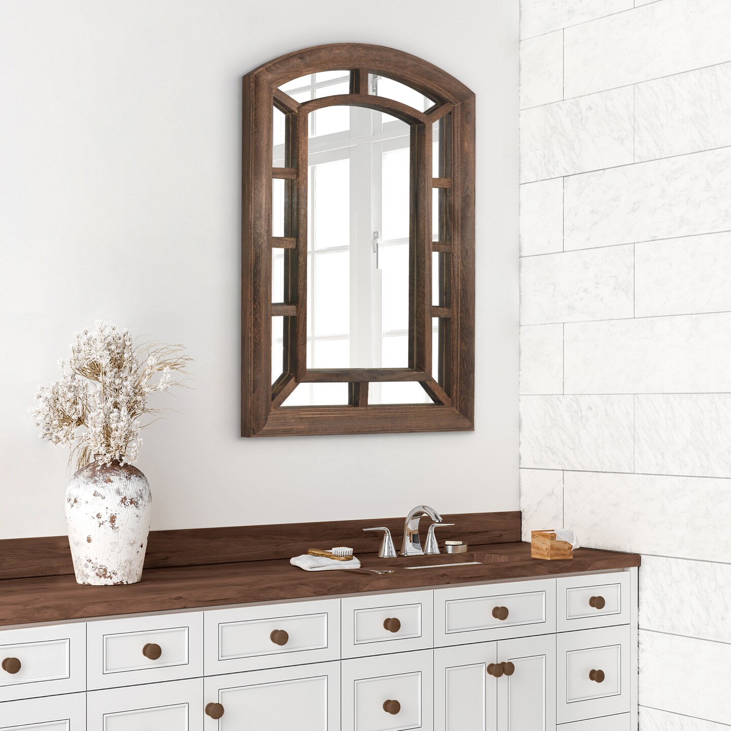Americanflat Mirror in Natural Sycamore - Irregular Wall Mirror for Bathroom, Living Room, Entryway Hall, and Decorative Mirror for Bedroom