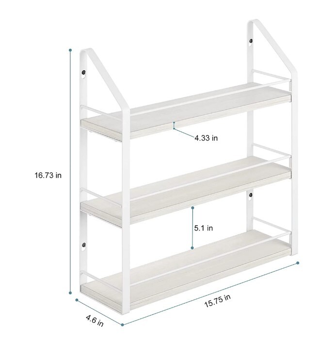 White 3 Layer Hanging Kitchen Spice Rack Organizer