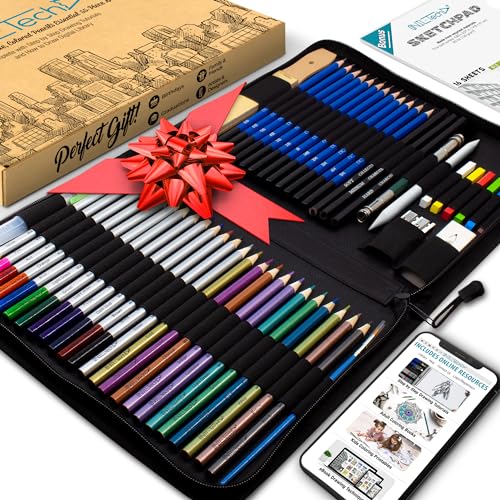 Drawing Pencils Art Supplies &#x2013; 55pc Colored Pencils For Kids, Teens, And Adults Includes Charcoal Pencils, Graphite Pencils, Sketch Pencils Digital Ebook Library Of Drawing Tutorials And Sketch book