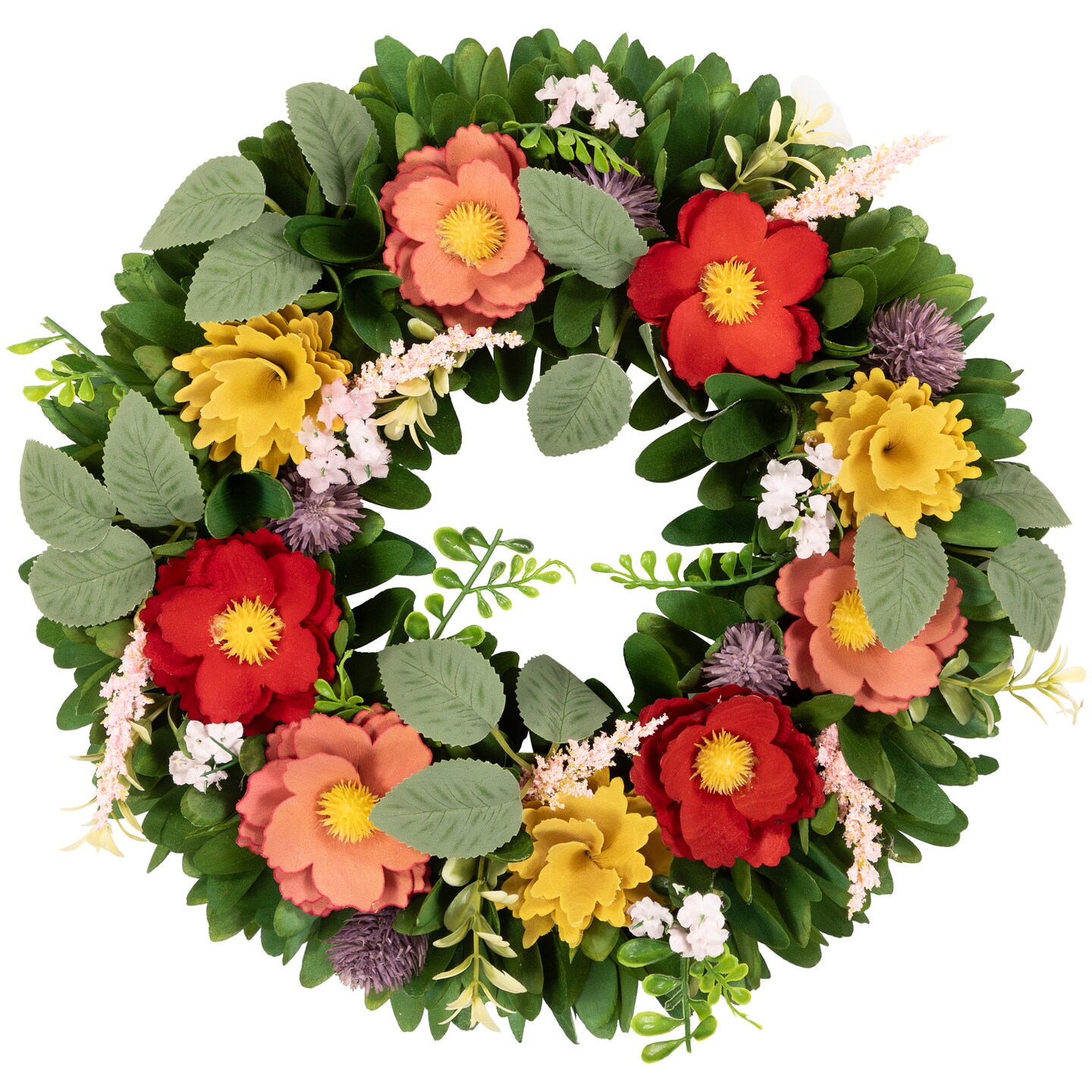 Northlight Wooden Mixed Floral and Foliage Artificial Spring Wreath - 13.75&#x22;