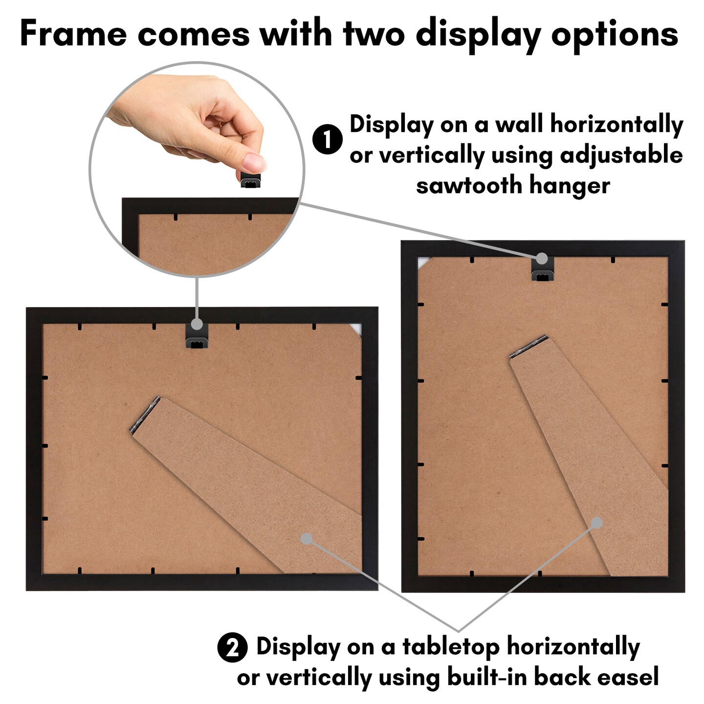 Americanflat Picture Frame with Mat - Photo Frame for Wall Display - Shatter Resistant Glass - Adjustable Hanging Hardware - Includes Easel - Black