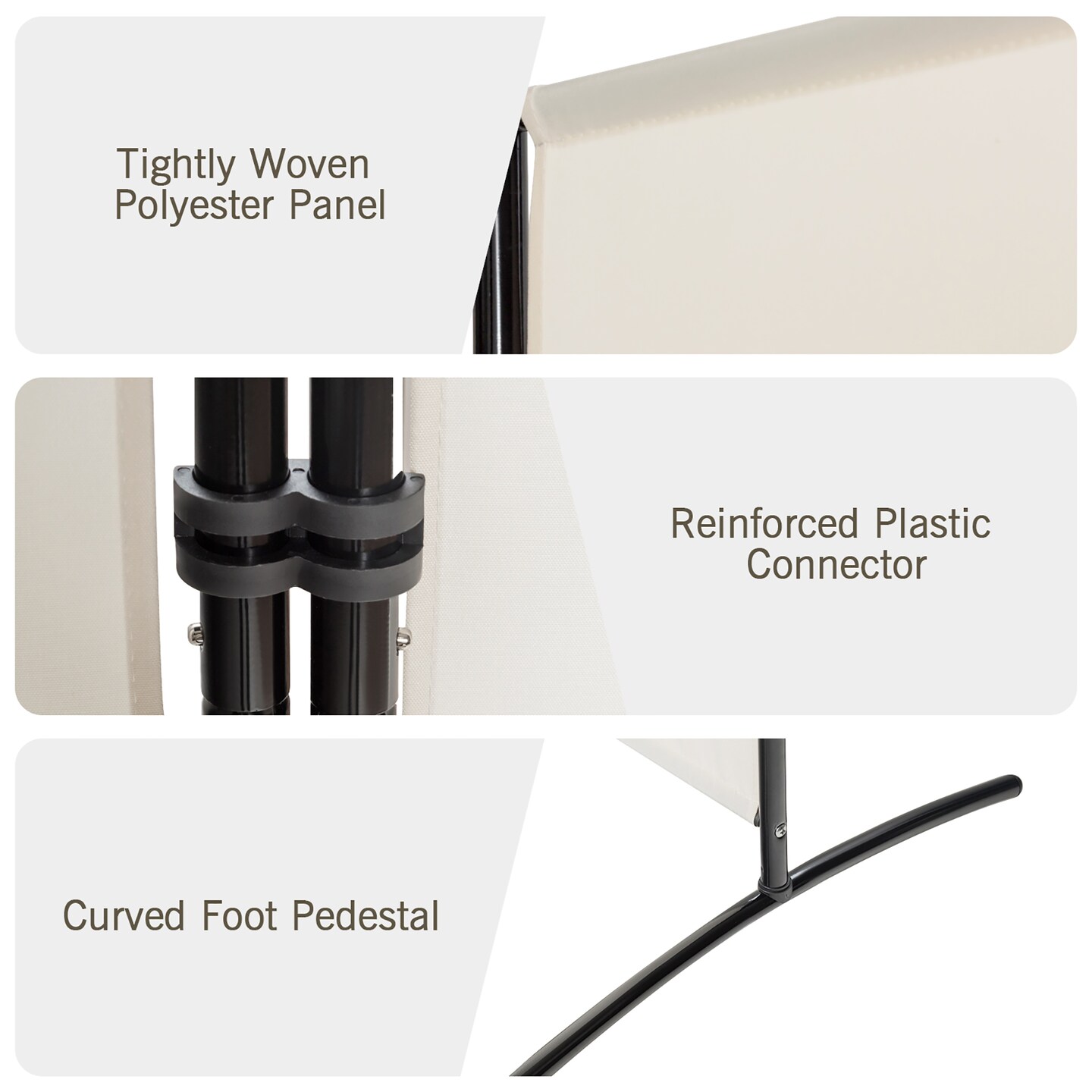 Costway 3-Panel Room Divider Folding Privacy Partition Screen for Office Room White\Black\Brown