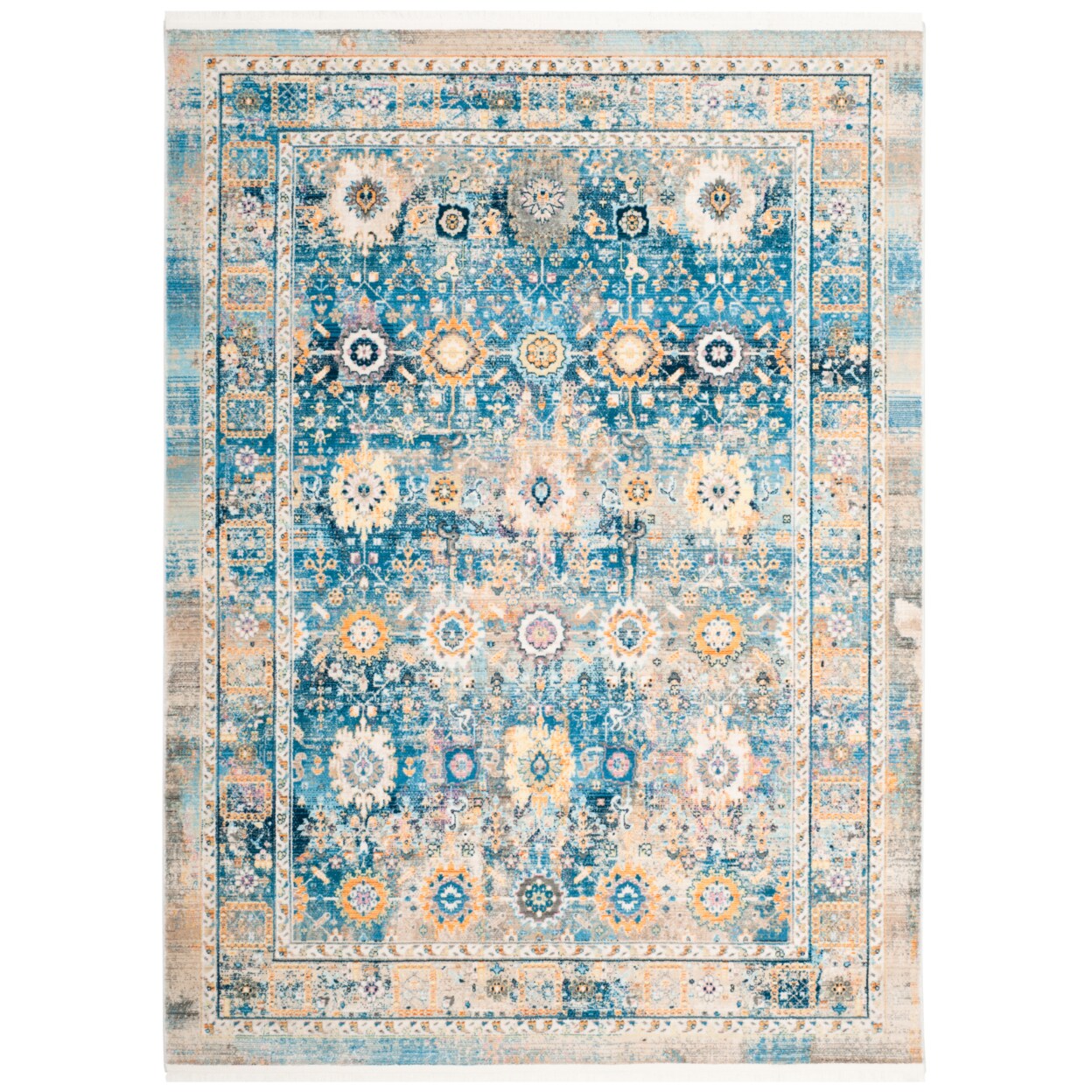 Safavieh Claremont Collection Clr663C Blue / Gold Rug Contemporary Carpet Shag