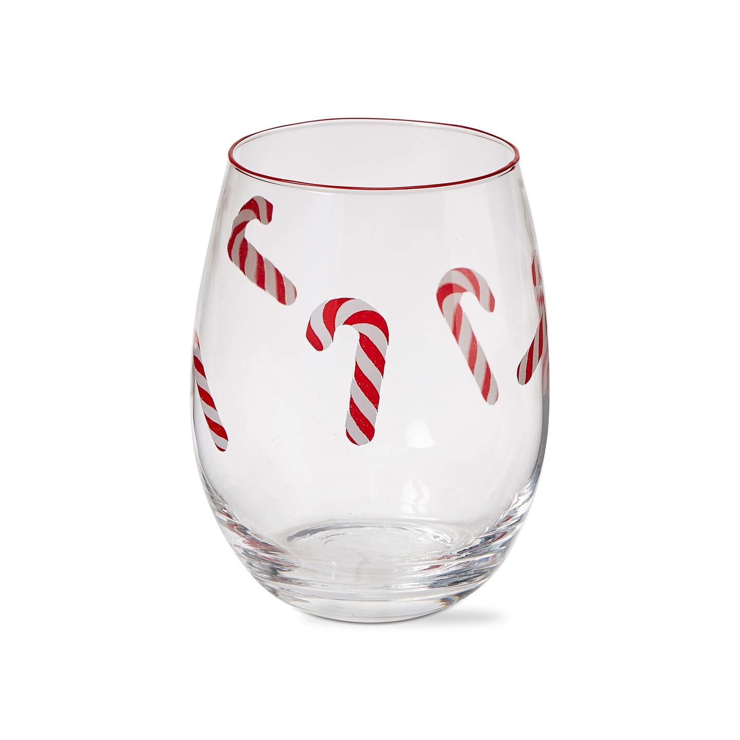 20 oz. Candy Cane Holiday Christmas Clear Glass Stemless Glass Dishwasher Safe Beverage Glassware  Dinner Party Wedding Resturant