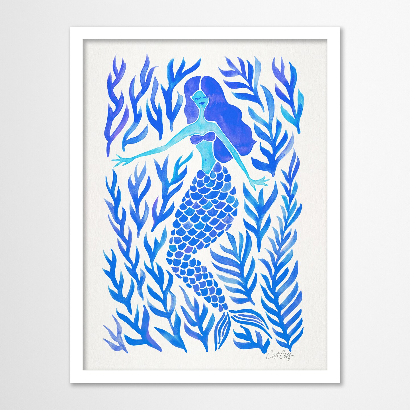 Kelp Forest Mermaid Blue by Cat Coquillette  Framed Print - Americanflat