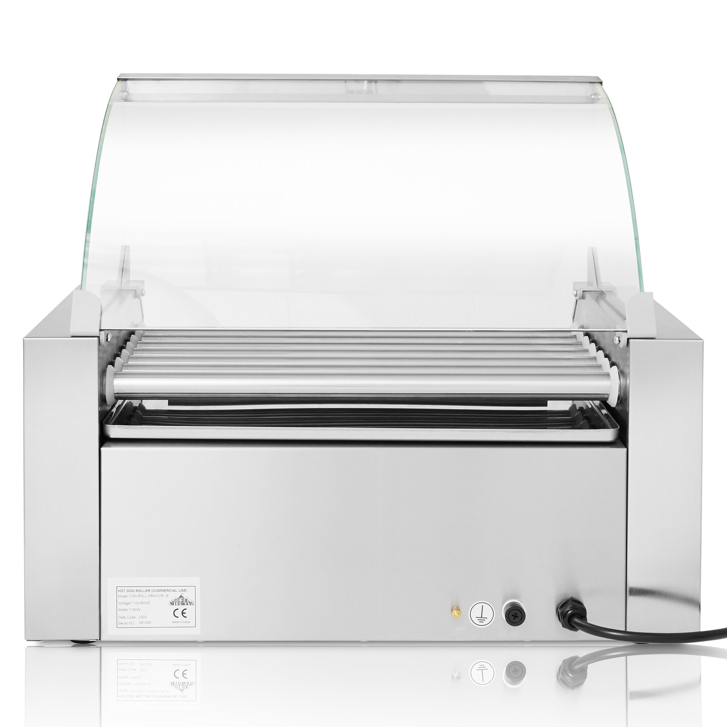 Olde Midway Electric Hot Dog Roller Grill Cooker Machines with Bun Warming Drawer - Commercial Grade
