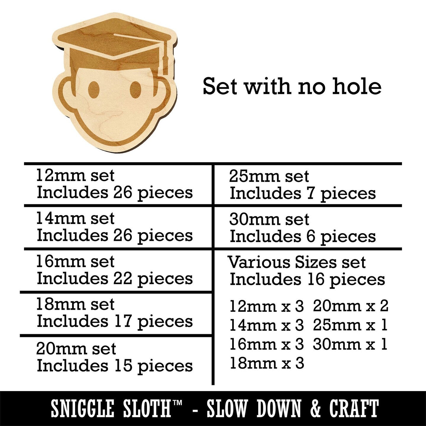 Occupation Student Graduate Cap Graduation Icon Mini Wood Shape Charms Jewelry DIY Craft