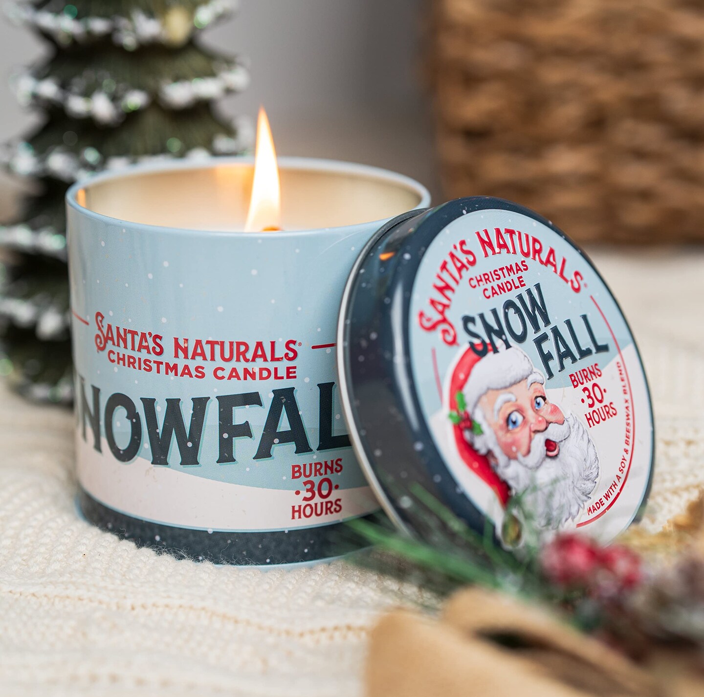 Snowfall Christmas Candle | Sweet, Bright Fragrance | Notes of Pine, Citrus, Eucalyptus | Sustainably Sourced Soy and Beeswax | 30 Hour Burn Time | 9oz | 2 Pack
