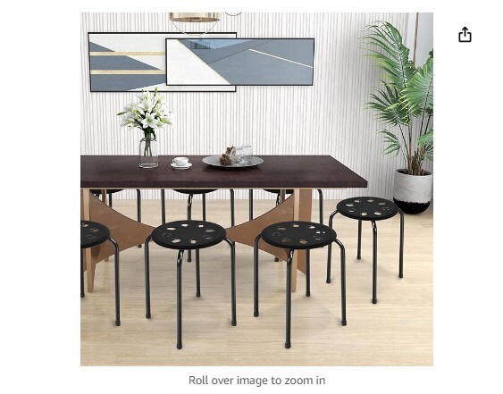 Backless School Classroom Decoration Stools with Round Top, 17.5-Inch Portable Stackable Stools with Metal Frame, 6-Pack Plastic Stack Stools Black is ideal for children and students.