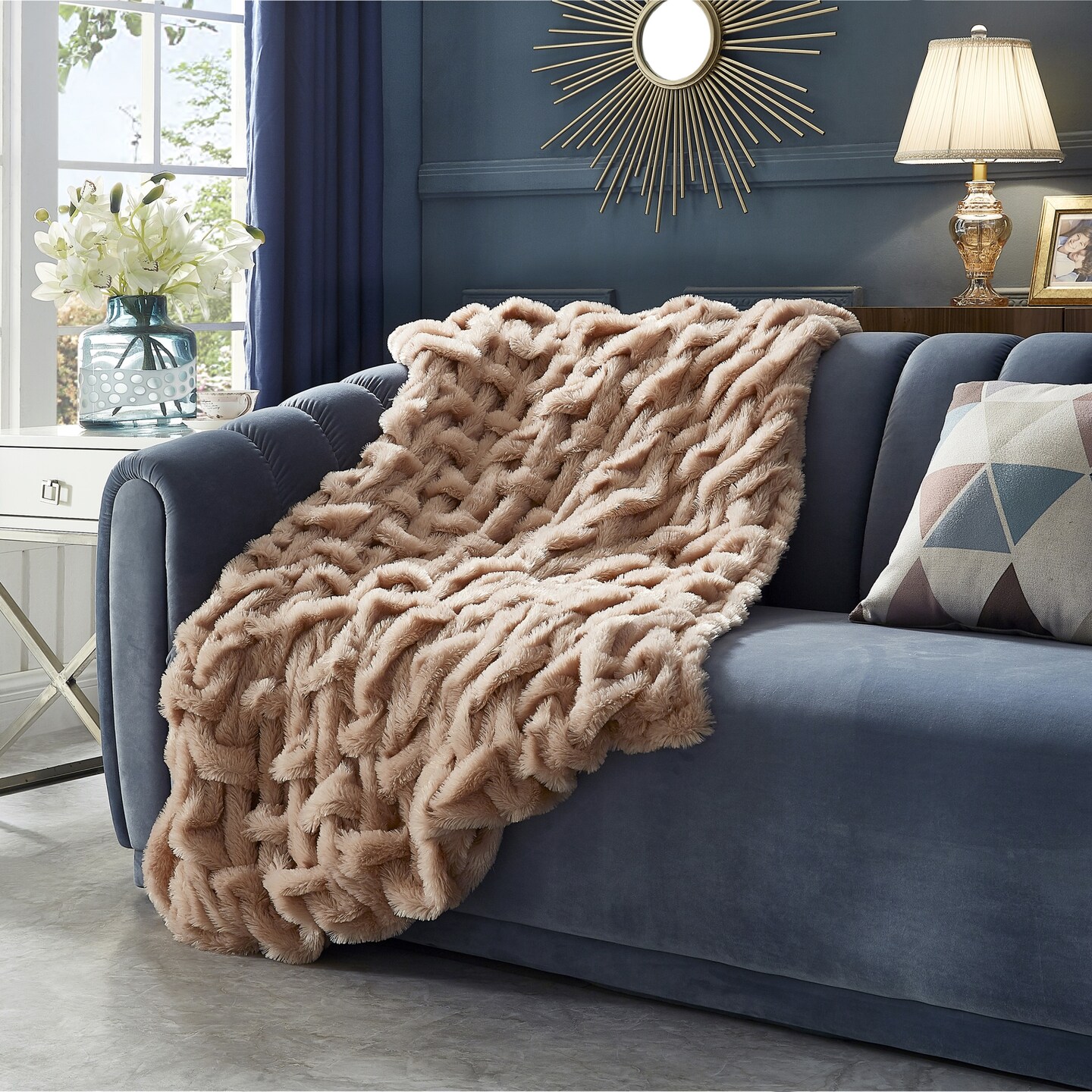 Armandie Stitched Faux Fur Throw