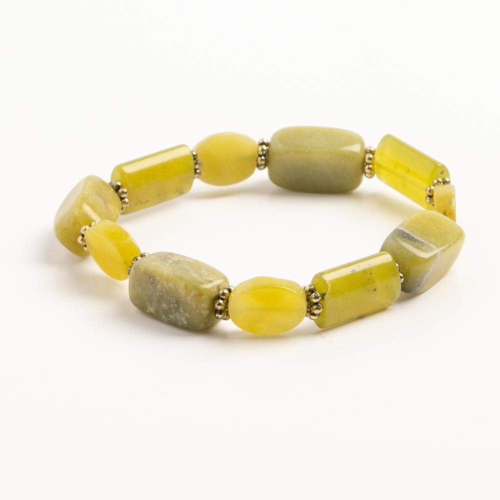 Earth&#x27;s Jewels Semi-Precious New Jade Natural Green Bracelet #91