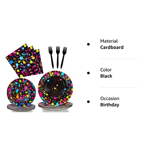 96 Pieces Party Supplies for 24 Guests Glow Party Plates Napkins Tableware Neon Glow Birthday Colorful Graffiti Party Decoration Favor,