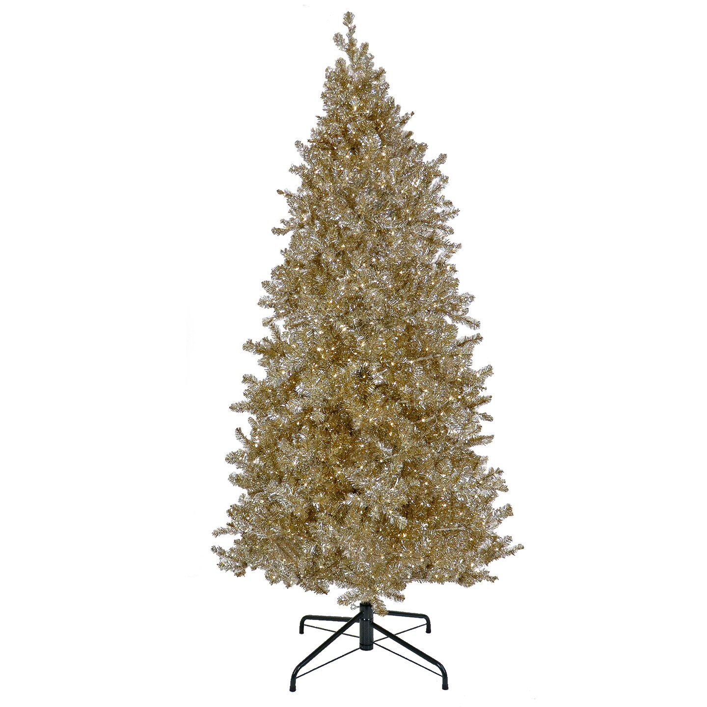 10&#x27; Christmas Platinum Slim Hinged Tree with Warm White LED Rice Lights