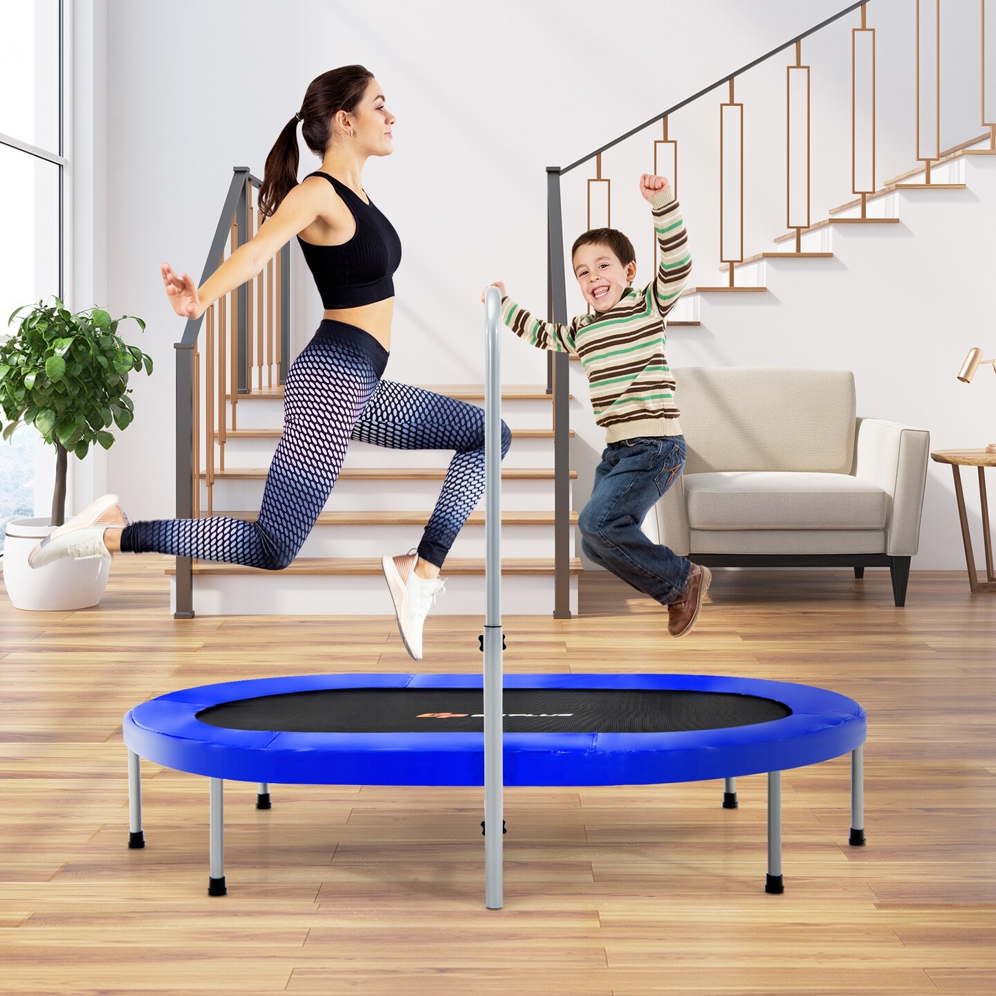 2-Person Foldable Mini Kids Fitness Rebounder Trampoline