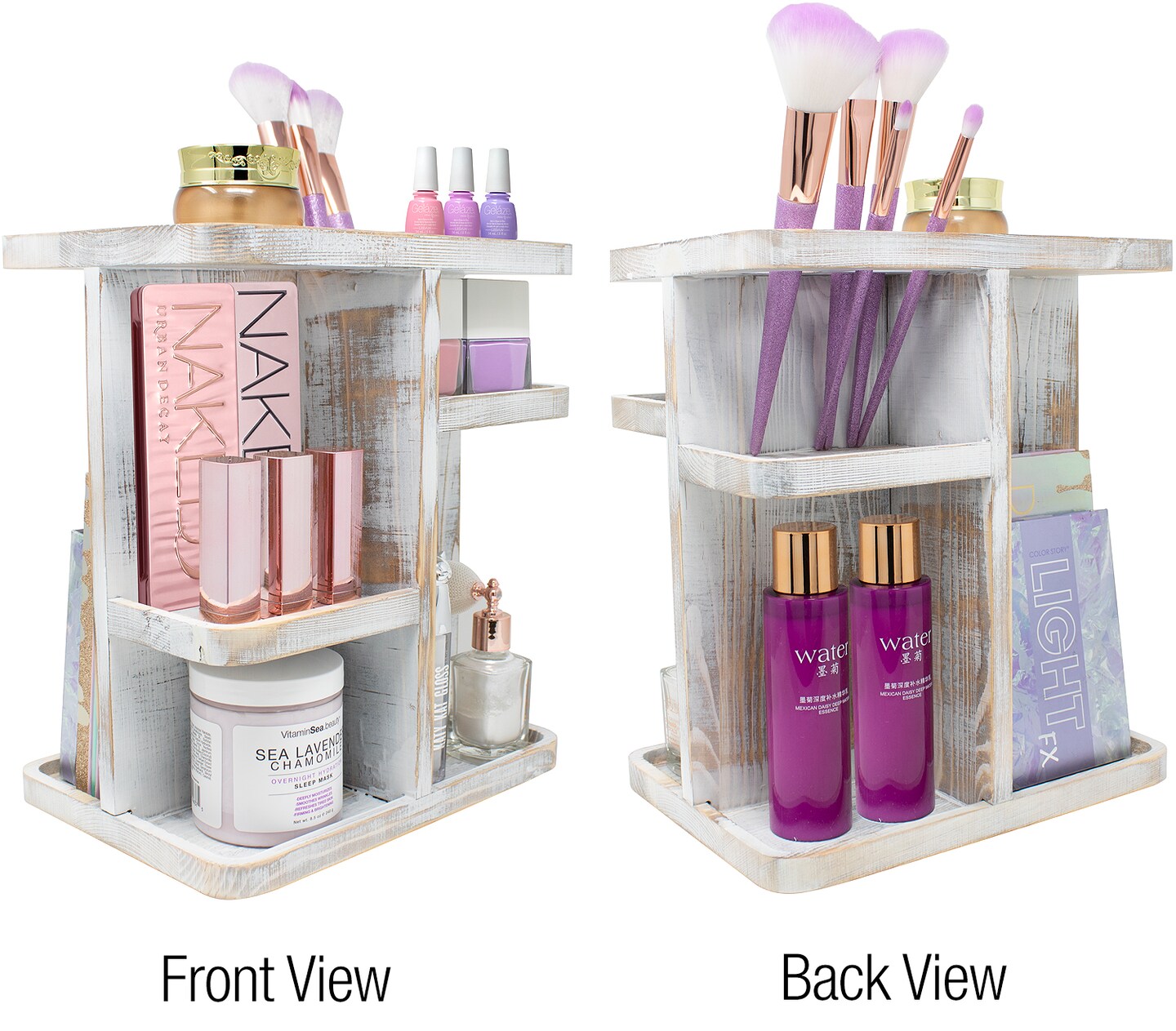 Sorbus 360° Bamboo Rotating Makeup Organizer - Multi-Function Storage Carousel stores Cosmetics, Skin Care, and more - Stylish and functional